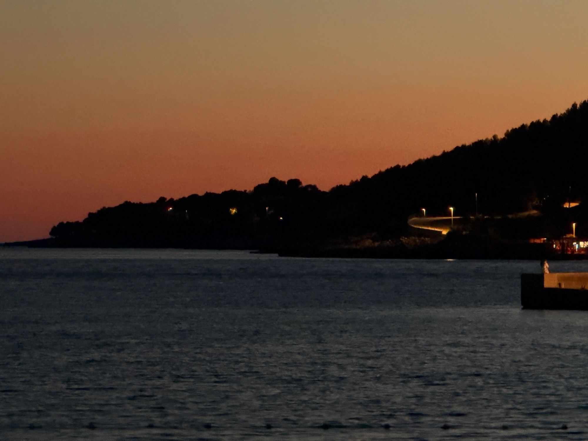Sunset along the coast road below the apartment